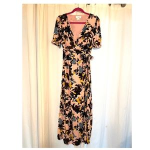 Motherhood Maternity floral maxi dress, size L.
